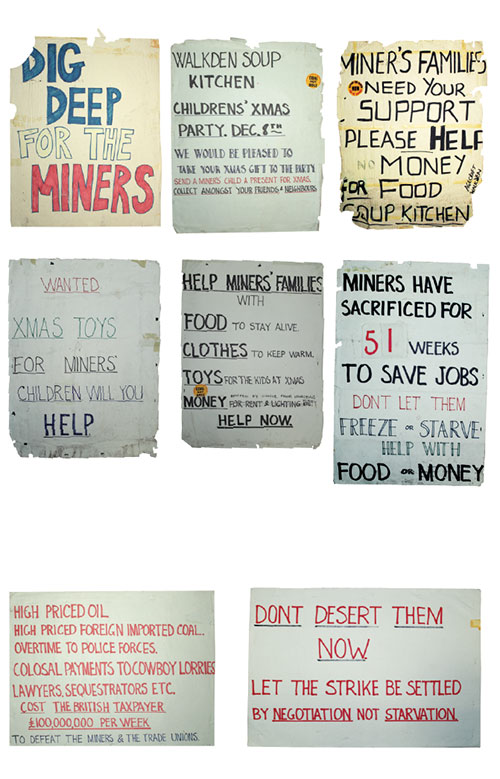 Various paper signs.